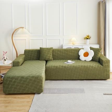 逐日沙发套 2023新款粗针加厚提花沙发套-方格 方格-迷踪绿