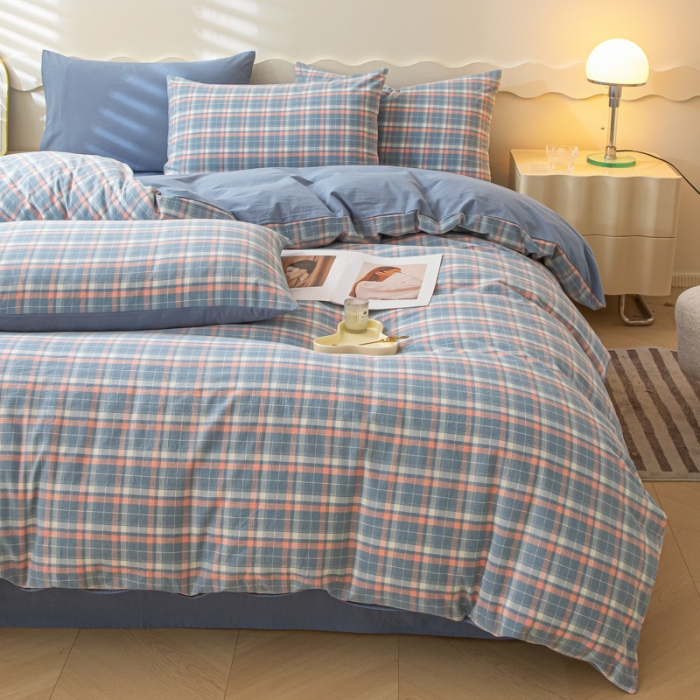 91家纺网 家纺一手货源 找家纺 （总）吉象 2023新款全棉色织水洗棉四件套