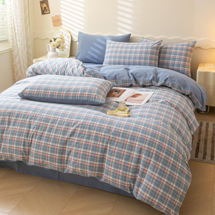 91家纺网 家纺一手货源 找家纺 （总）吉象 2023新款全棉色织水洗棉四件套