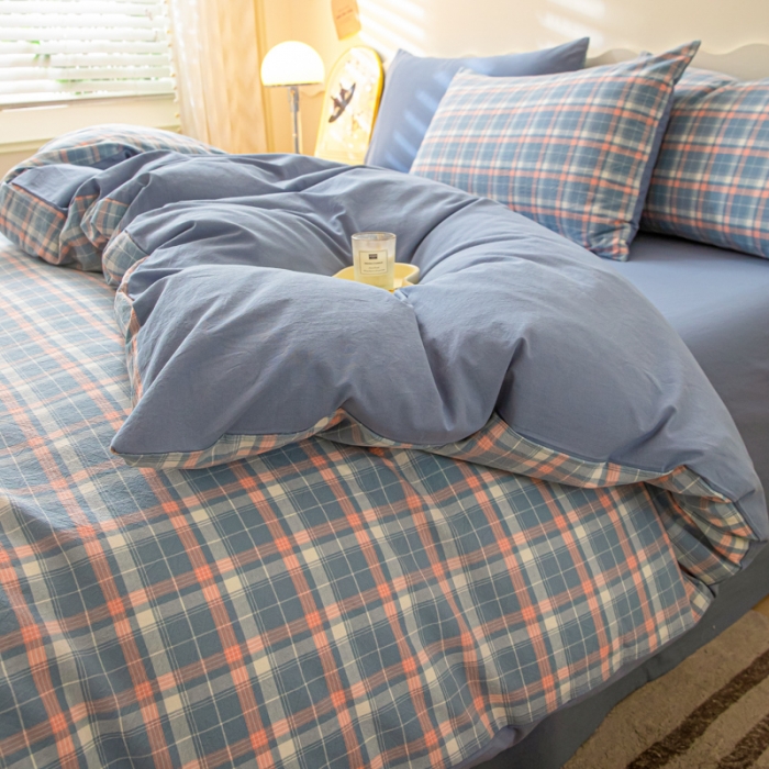 91家纺网 家纺一手货源 找家纺 （总）吉象 2023新款全棉色织水洗棉四件套