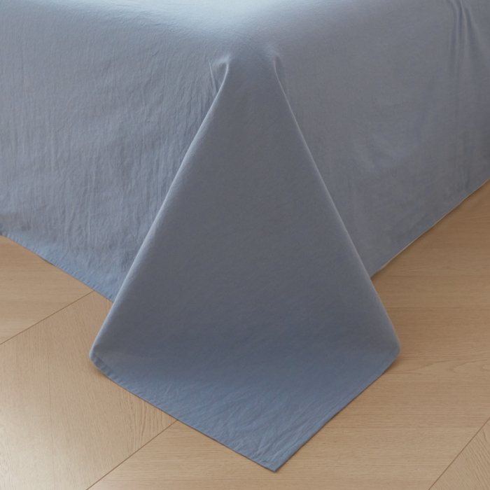 91家纺网 家纺一手货源 找家纺 吉象 2023新款全棉色织水洗棉四件套 初晴蓝