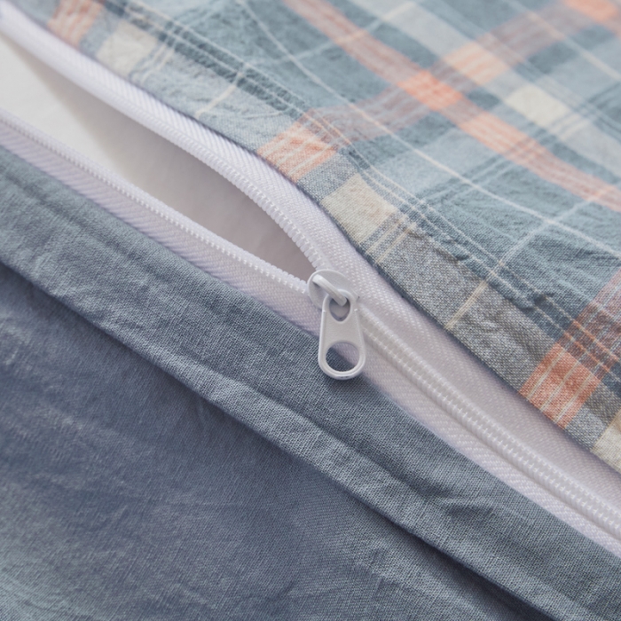 91家纺网 家纺一手货源 找家纺 吉象 2023新款全棉色织水洗棉四件套 初晴蓝