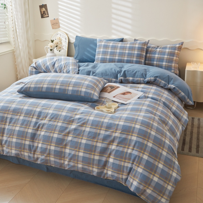 91家纺网 家纺一手货源 找家纺 吉象 2023新款全棉色织水洗棉四件套 初春