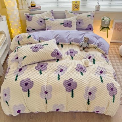 91家纺网 家纺一手货源 找家纺 坚果摄影 小清新剪毛款绒套件样片