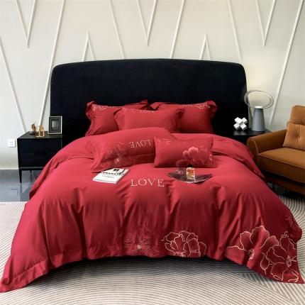 馨蕊 2023秋冬新品100支高定轻奢风四件套-棉花恋 棉花恋-温莎红