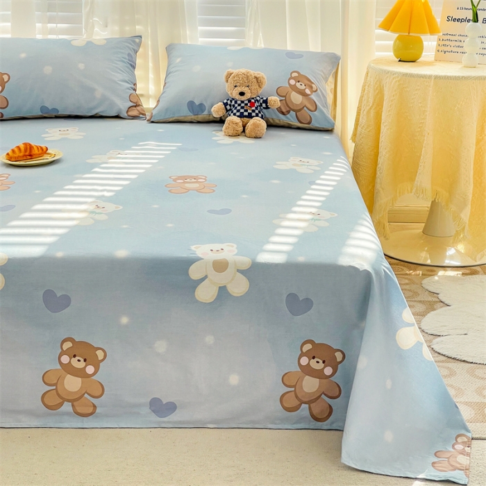 91家纺网 家纺一手货源 找家纺 名兮 2023新款全棉床单 抱抱熊