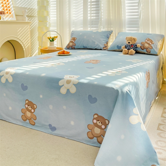 91家纺网 家纺一手货源 找家纺 名兮 2023新款全棉床单 抱抱熊