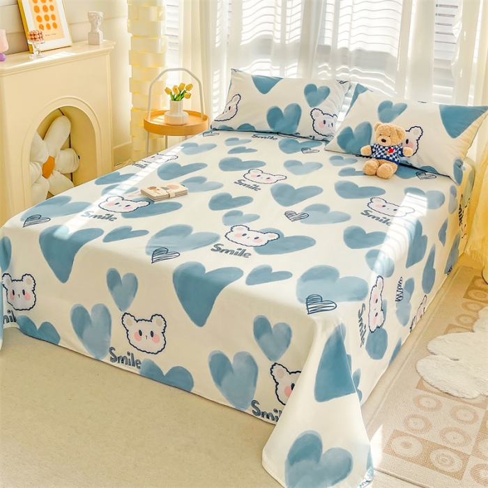 91家纺网 家纺一手货源 找家纺 名兮 2023新款全棉床单 波波熊