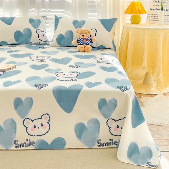 91家纺网 家纺一手货源 找家纺 名兮 2023新款全棉床单 波波熊