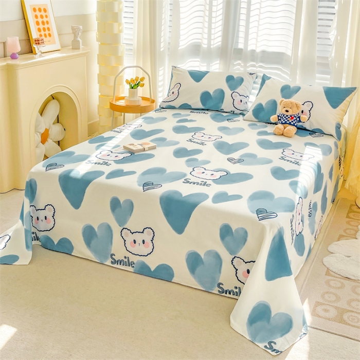 91家纺网 家纺一手货源 找家纺 名兮 2023新款全棉床单 波波熊