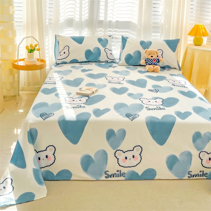 91家纺网 家纺一手货源 找家纺 名兮 2023新款全棉床单 波波熊