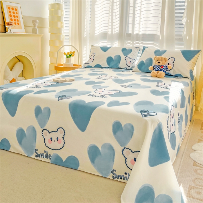 91家纺网 家纺一手货源 找家纺 名兮 2023新款全棉床单 波波熊