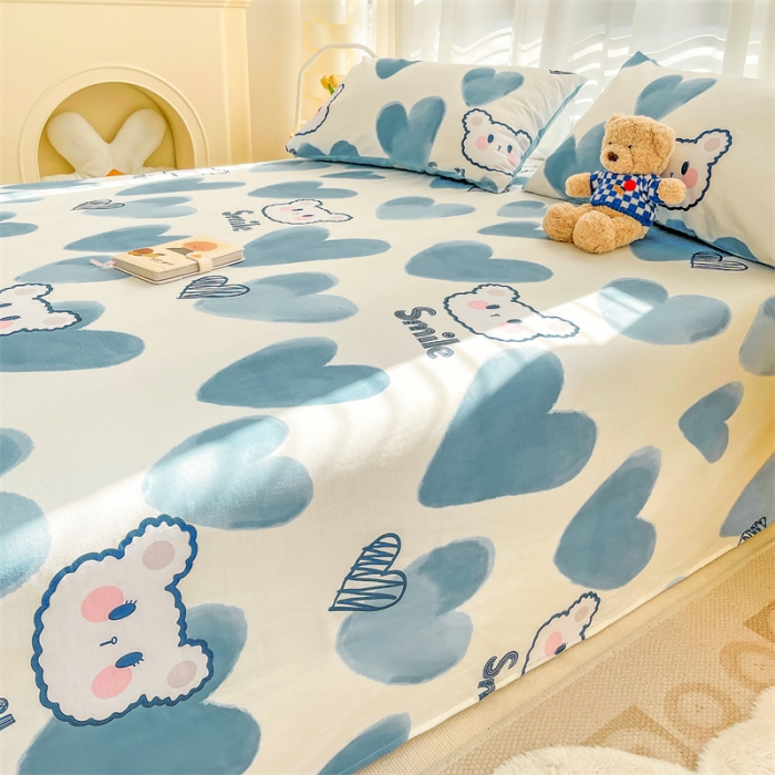 91家纺网 家纺一手货源 找家纺 名兮 2023新款全棉床单 波波熊