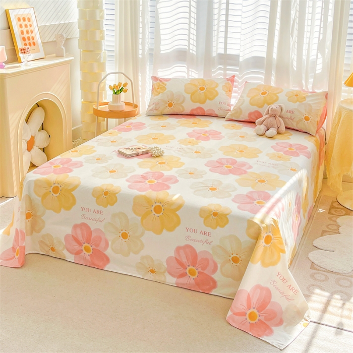 91家纺网 家纺一手货源 找家纺 名兮 2023新款全棉床单 春暖花开