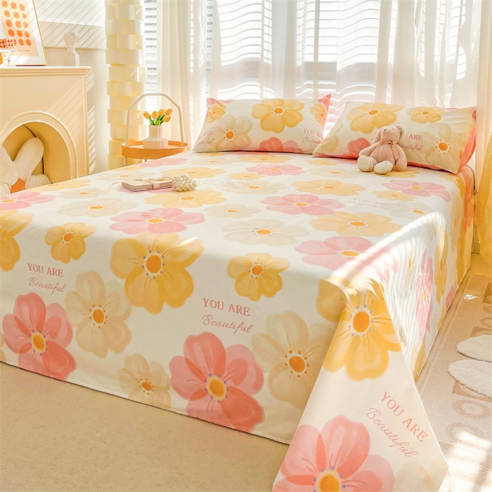 91家纺网 家纺一手货源 找家纺 名兮 2023新款全棉床单 春暖花开