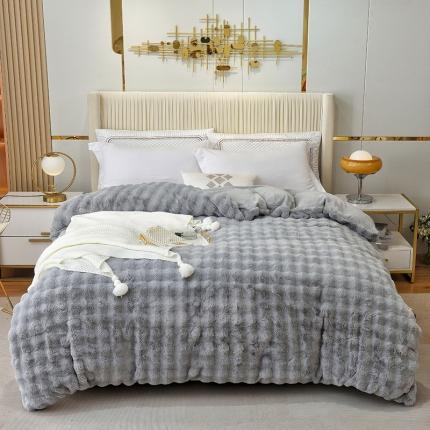 91家纺网 家纺一手货源 找家纺 （总）启优 2023新款兔毛绒多功能毛毯150x200cm兔毛绒被套