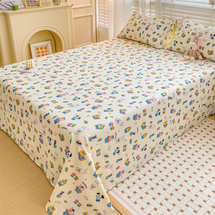 91家纺网 家纺一手货源 找家纺 名兮 2023新款全棉床单 动物派对