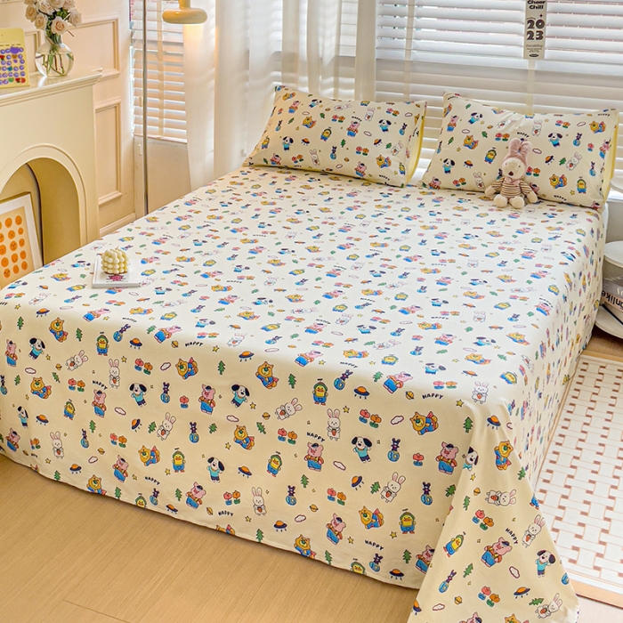 91家纺网 家纺一手货源 找家纺 名兮 2023新款全棉床单 动物派对