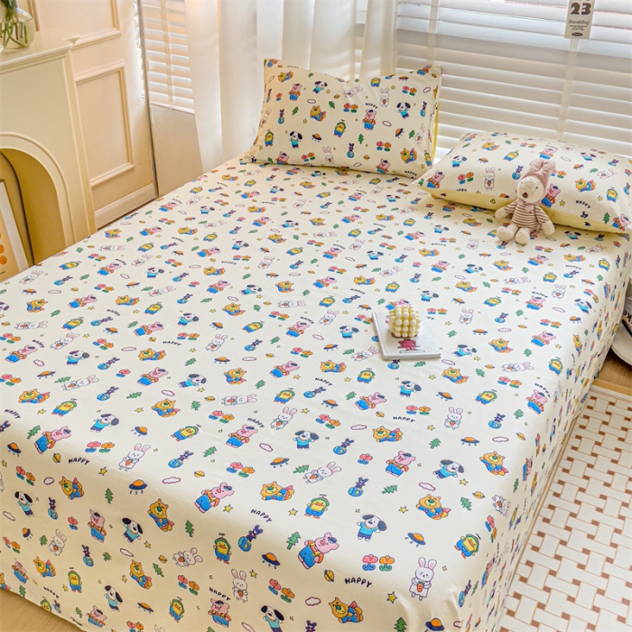 91家纺网 家纺一手货源 找家纺 名兮 2023新款全棉床单 动物派对