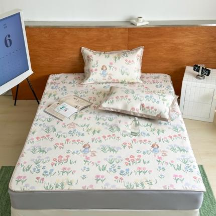 91家纺网 家纺一手货源 找家纺 （总）觅糖 2023新款A类抗菌养生冰藤凉席平铺款床笠款