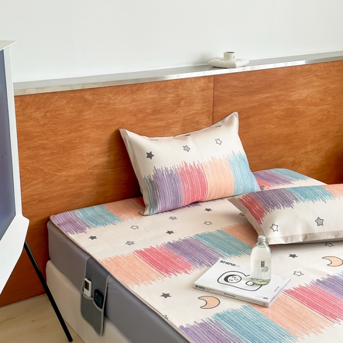 91家纺网 家纺一手货源 找家纺 觅糖 2023新款A类抗菌养生冰藤凉席平铺款床笠款 缤纷夏日