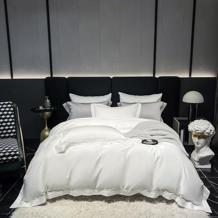 91家纺网 家纺一手货源 找家纺 淼铭 2025新款天丝棉镂空四件套-卡洛琳系列 卡洛琳-白