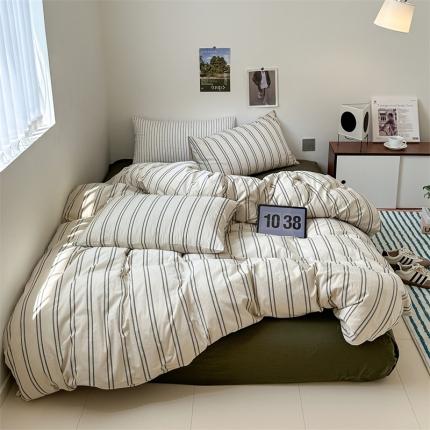 91家纺网 家纺一手货源 找家纺 （总）北欧良品 2023新款 A类北欧简约风色织水洗棉四件套