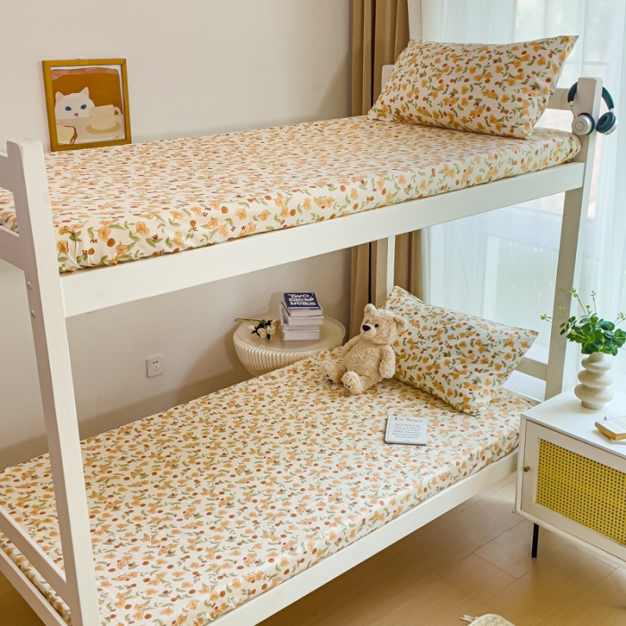 91家纺网 家纺一手货源 找家纺 金丝鸟 2023新款全棉全包床笠学生系列 花千朵