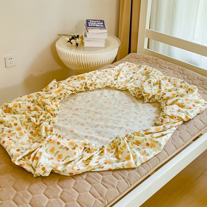 91家纺网 家纺一手货源 找家纺 金丝鸟 2023新款全棉全包床笠学生系列 花千朵