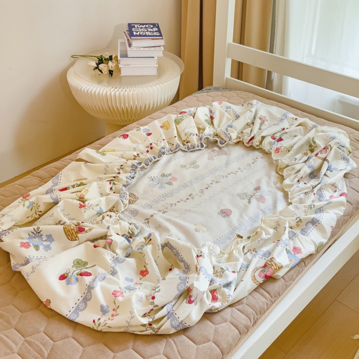 91家纺网 家纺一手货源 找家纺 金丝鸟 2023新款全棉全包床笠学生系列 蓝色花园