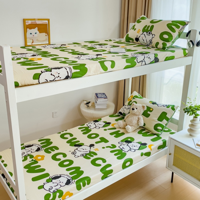 91家纺网 家纺一手货源 找家纺 金丝鸟 2023新款全棉全包床笠学生系列 乐乐狗