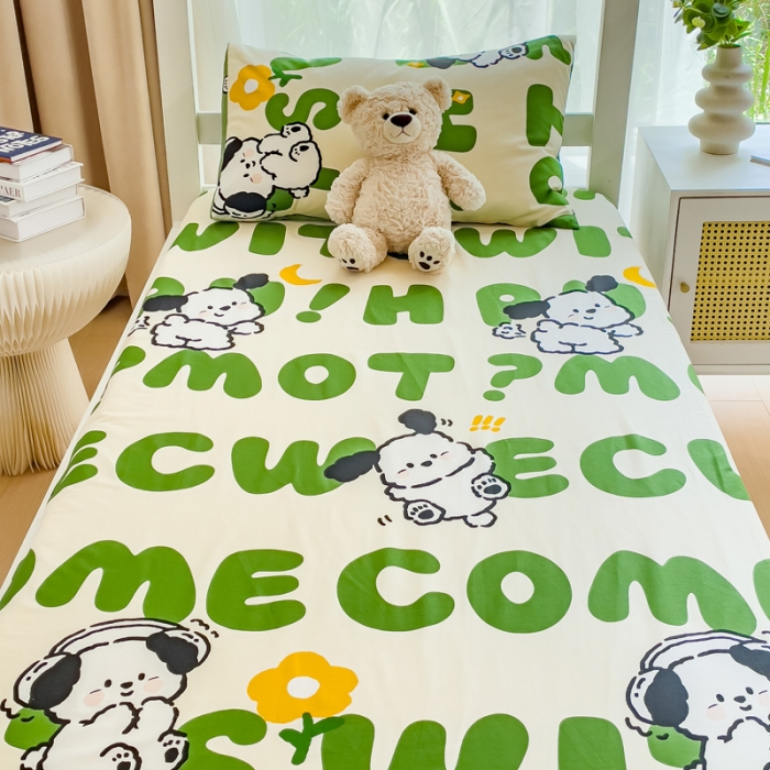 91家纺网 家纺一手货源 找家纺 金丝鸟 2023新款全棉全包床笠学生系列 乐乐狗