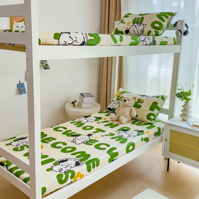 91家纺网 家纺一手货源 找家纺 金丝鸟 2023新款全棉全包床笠学生系列 乐乐狗