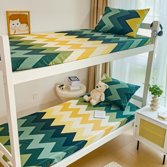 91家纺网 家纺一手货源 找家纺 金丝鸟 2023新款全棉全包床笠学生系列 小波浪