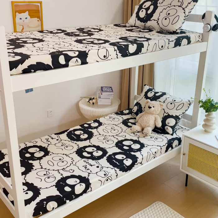 91家纺网 家纺一手货源 找家纺 金丝鸟 2023新款全棉全包床笠学生系列 小煤球