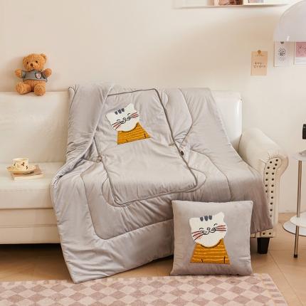 91家纺网 家纺一手货源 找家纺 （总）多米 2023新款水晶绒毛巾特种绣花抱枕被