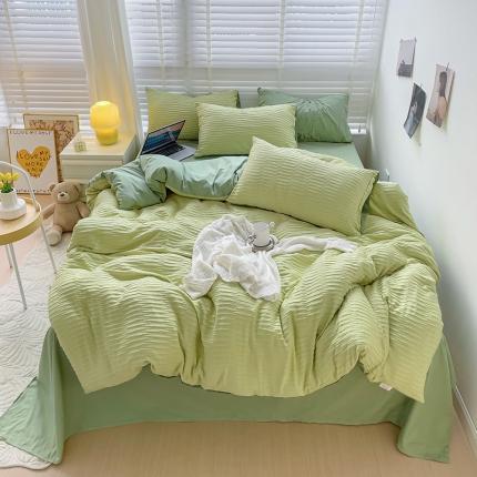 91家纺网 家纺一手货源 找家纺 （总）港岛妹妹 20223新款超柔叶子泡泡纱四件套