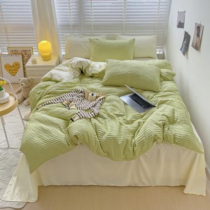 91家纺网 家纺一手货源 找家纺 （总）港岛妹妹 20223新款超柔叶子泡泡纱四件套