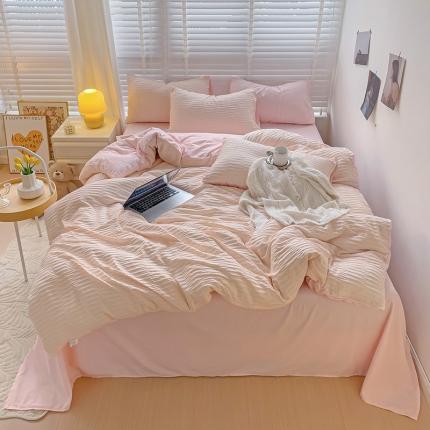 91家纺网 家纺一手货源 找家纺 （总）港岛妹妹 20223新款超柔叶子泡泡纱四件套