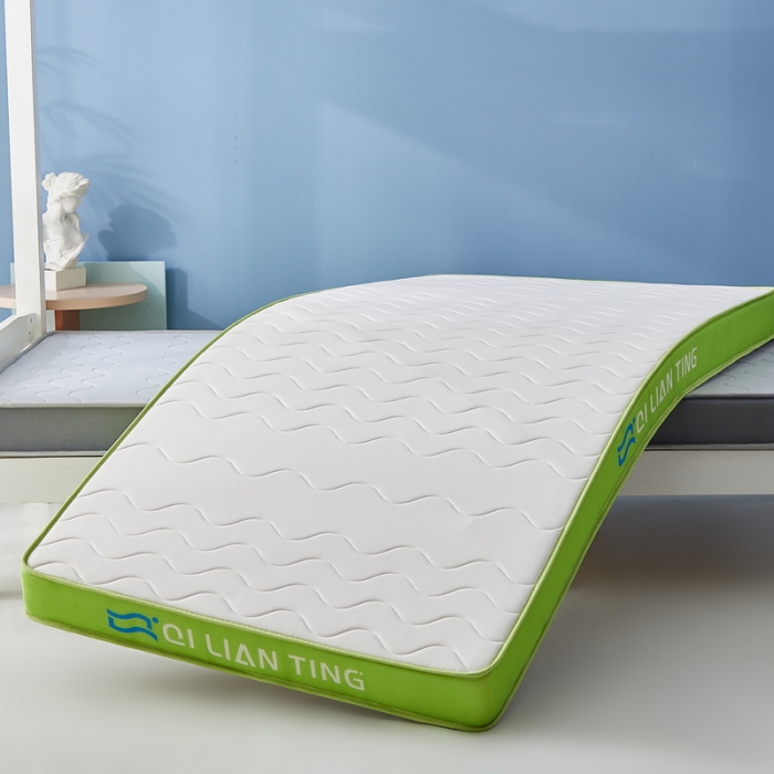91家纺网 家纺一手货源 找家纺 祁恋婷 2023新款A类牛奶丝乳胶记忆棉床垫【床垫遮盖物】-学生款 波浪白-清新绿