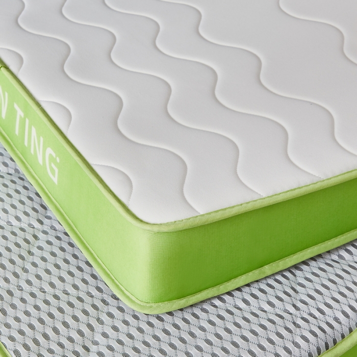 91家纺网 家纺一手货源 找家纺 祁恋婷 2023新款A类牛奶丝乳胶记忆棉床垫【床垫遮盖物】-学生款 波浪白-清新绿