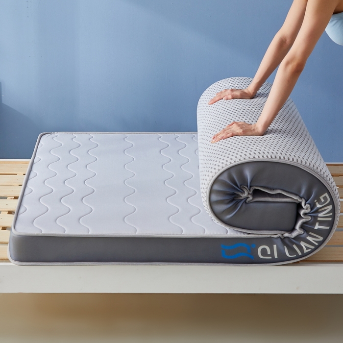 91家纺网 家纺一手货源 找家纺 祁恋婷 2023新款A类牛奶丝乳胶记忆棉床垫【床垫遮盖物】-学生款 波浪灰-高级灰
