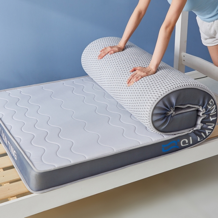 91家纺网 家纺一手货源 找家纺 祁恋婷 2023新款A类牛奶丝乳胶记忆棉床垫【床垫遮盖物】-学生款 波浪灰-高级灰