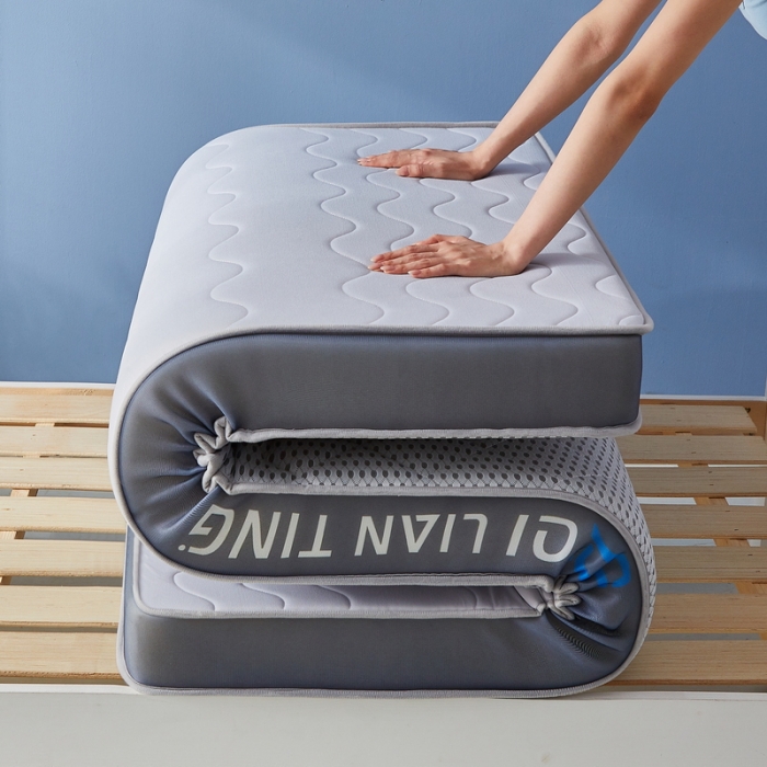 91家纺网 家纺一手货源 找家纺 祁恋婷 2023新款A类牛奶丝乳胶记忆棉床垫【床垫遮盖物】-学生款 波浪灰-高级灰