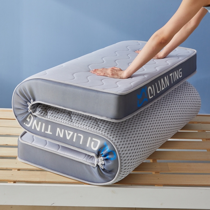 91家纺网 家纺一手货源 找家纺 祁恋婷 2023新款A类牛奶丝乳胶记忆棉床垫【床垫遮盖物】-学生款 波浪灰-高级灰