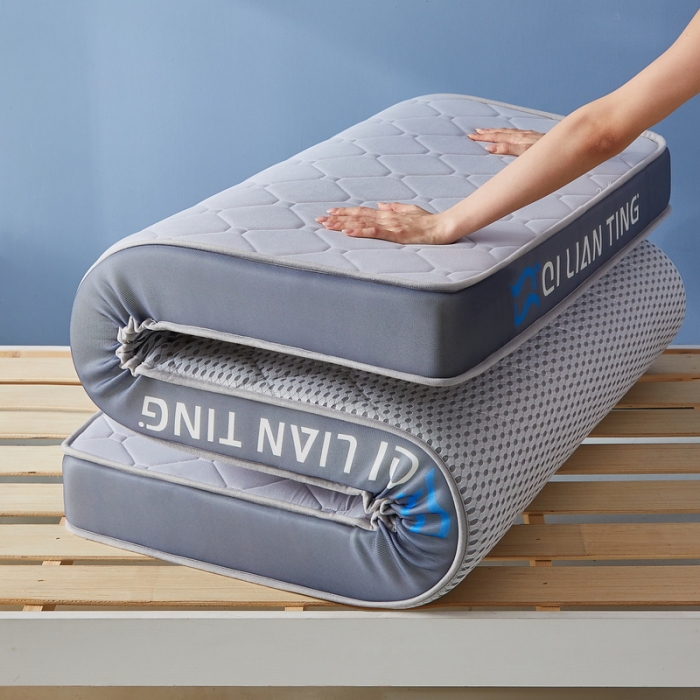 91家纺网 家纺一手货源 找家纺 祁恋婷 2023新款A类牛奶丝乳胶记忆棉床垫【床垫遮盖物】-学生款 菱形灰-高级灰