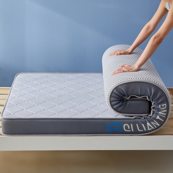 91家纺网 家纺一手货源 找家纺 祁恋婷 2023新款A类牛奶丝乳胶记忆棉床垫【床垫遮盖物】-学生款 菱形灰-高级灰