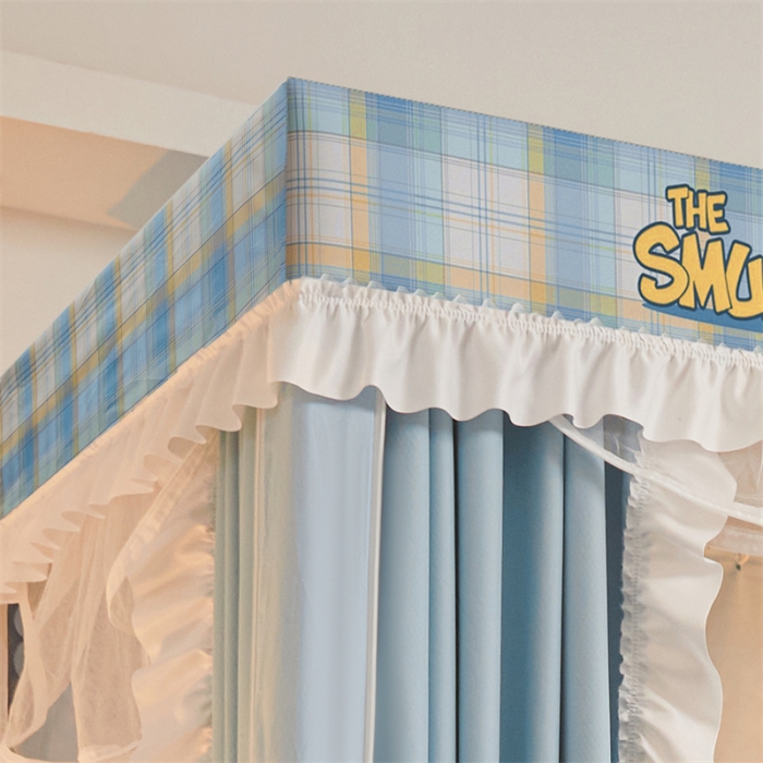 91家纺网 家纺一手货源 找家纺 卓尔居 2023新款涂层花边纯色系蚊帐 天空蓝