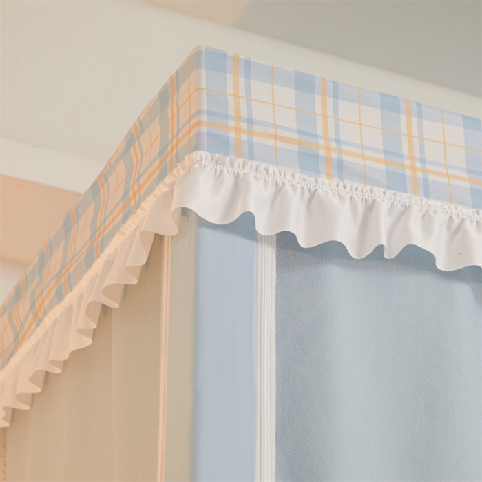 91家纺网 家纺一手货源 找家纺 卓尔居 2023新款涂层花边纯色系蚊帐 天空蓝