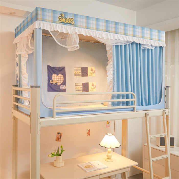 91家纺网 家纺一手货源 找家纺 卓尔居 2023新款涂层花边纯色系蚊帐 天空蓝